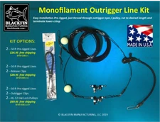 Outrigger Rigging Kit - Pre-rigged 50 FT Mono Lines -Add Clips, Hal-Lock Pulleys