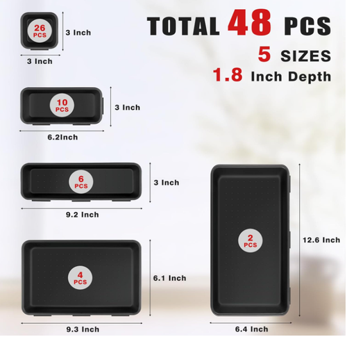 5 Sizes 60 PCS] Tool Box Organizer Tray, Drawer Organizer Bins, Desk - View #6
