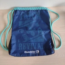 Buckle Rock Revival Drawstring Bag Blue Teal Zip Side Pocket Gym Travel Tote