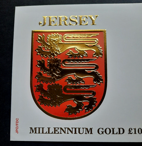 Jersey "COAT OF ARMS ~ MILLENNIUM" £10 HV 22K Gold Stamp FDC + Pres Pack 2000 - Picture 11 of 22