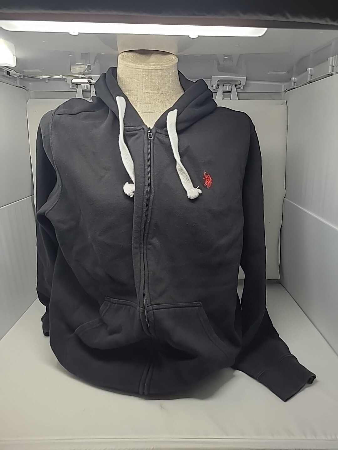 Ralph Lauren US Polo Assn Felpa Uomo XL Nera Felpa con Cappuccio Full Zip Rosso Pony
