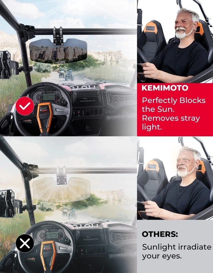 KEMIMOTO 1.5-2"" UTV Parasol Tintado Parasol para Polaris RZR Ranger Can Am Foto 3 de 4