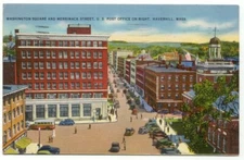 Haverhill MA Washington Square & Merrimack Street Postcard ~ Massachusetts