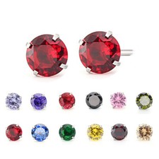 GENUINE 925 STERLING SILVER CUBIC ZIRCONIA STUD EARRINGS SOLID SILVER