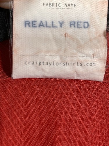 Craig Taylor Tess Fit Button Up Collared Shirt Blouse Really Red Chevron Large - Picture 12 of 13