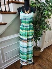 Multicolor Women's Polyester Casual Scoop Neck Sleeveless Maxi Dress Size M