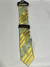 Mens St Patrick Green Gold Stripe Pattern Tie With Matching Pocket Square NEW