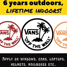 Vans "Off The Wall" Vinyl Decal Sticker - Surfboards, SexWax, Skateboarding, BMX