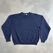 Vintage 80s 90s Sportswear Blank Sweatshirt Size XL Navy Faded Raglan Crewneck