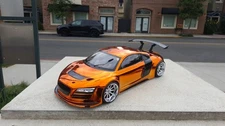 200mm 1/10 CHROME ORANGE AUDI R8 4Tec2 drift HPI DC10 YD2 MST TT02 Body Only