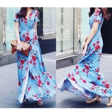 *NWT* Forever21  Floral Blue Maxi Dress Size M