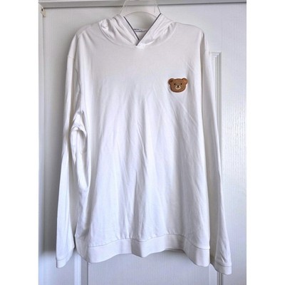 Ashworth Innovation Interlock Hoodie White Teddy Bear Patch Pima Cotton Sz XL