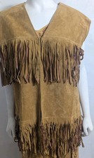 Western suede long fringe vest