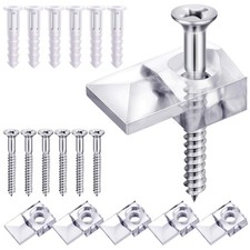 20-Pack Mirror Holder Clips, 0.24 Inch Offset, Glass Hanging Kit with Screws