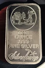 1 oz SilverTowne .999 Fine Silver Art Bar - Prospector and Donkey.