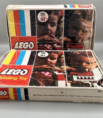 TWO (2) LEGO Building Toy Vintage 1966 Set No 205 Bricks