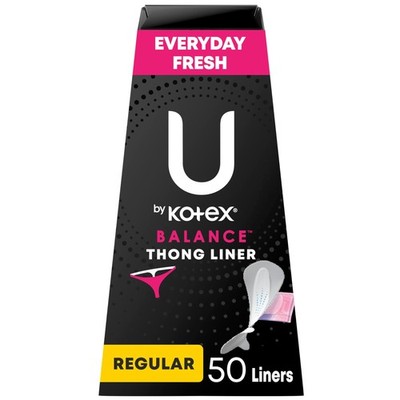 U by Kotex Balance Daily Panty Liners for Thongs, Wrapped, Light 50 Count