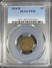 1914-D Lincoln Cent, PCGS VF 20, "Key Date" Wheat Cent