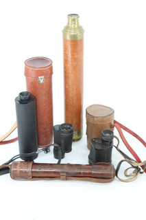 F x5 Vintage Telescopes Inc Russian made Leather Brass Wooden Etc