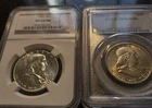 2 Coins NGC 1959 Franklin Half Dollar MS64 FBL & PCGS 1960 D MS64 FBL Silver