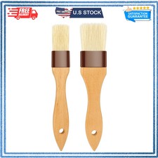 2 Pc Boar Bristle Pastry Basting Brush Set Beech Wood Handle BBQ Baking Cooking