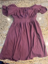 Old Navy Women's Size L TALL Dark Mauve Waist-Defined Flutter-Sleeve Mini Dress