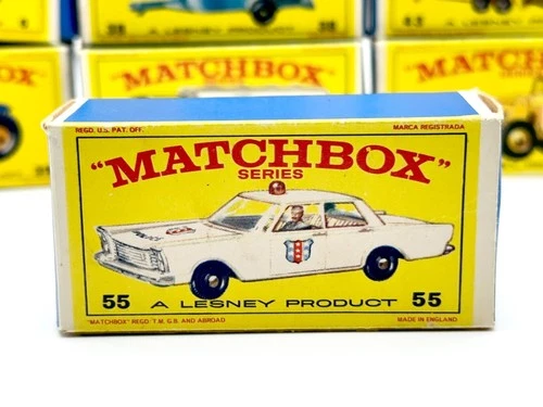 Vintage 1960s Lesney Matchbox #55 FORD GALAXIE POLICE CAR Original BOX ONLY!