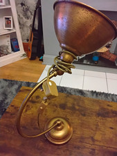 Vintage Brass Metal Table Lamp, Bowl Shade, Adjustable Flexible Arm, Switch,