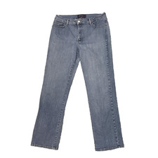 NYDJ Straight Jeans Womens 14P Mid Rise Blue Lift Tuck Stretch Denim Made In USA