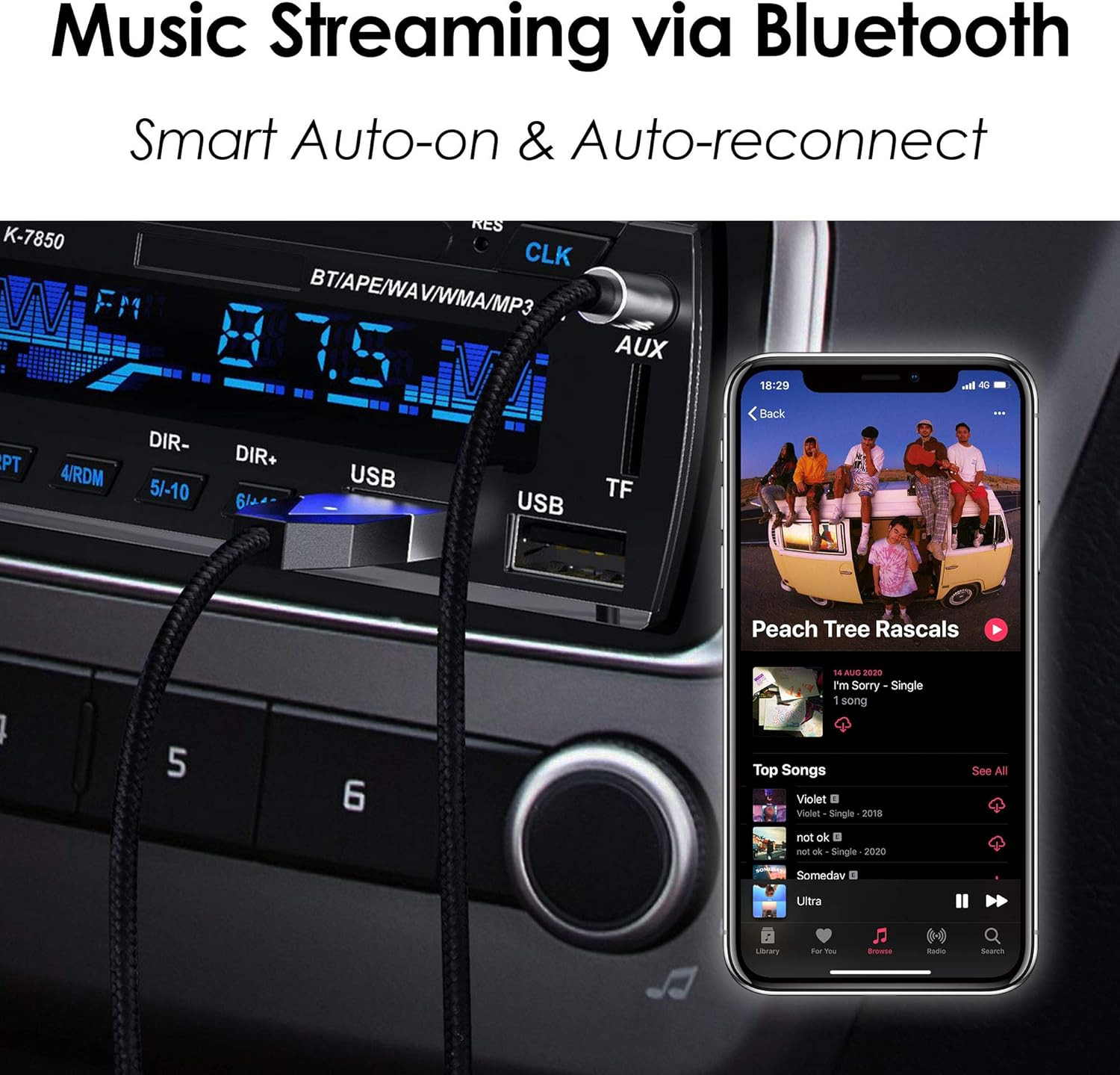 Ricevitore Bluetooth 5.0 Auto AUX: Kit Wireless Streaming e Chiamate - 4