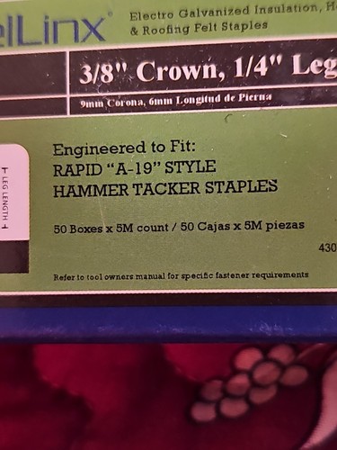 Free Shipping 2 Boxes 10000 Ct. Staples 3/8” Crown x 1/4” Leg Rapid A19 New - Picture 2 of 5