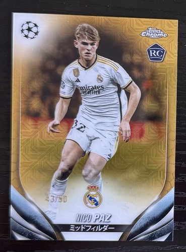 Nico Paz [Gold Refractor] #66 2023 Topps Chrome UEFA Club card