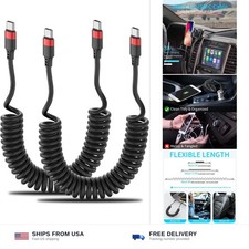 Coiled USB C to USB C Cable 2 Pack 3ft Car Charger 60W Fast Data