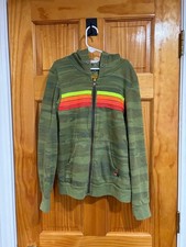 Aviator Nation 5 Stripe Camo Zip Hoodie Youth 12 Neon Made USA