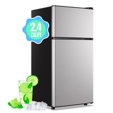 2.4 Cu.Ft Refrigerator Mini Fridge with Freezer Dual Door Personal Fridge New...