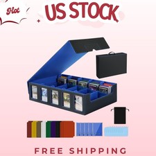 trading card storage box with handle 5 row case for 4000 cards blue