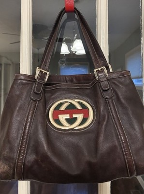 Gucci Britt Medium Brown Handbag Good Condition.