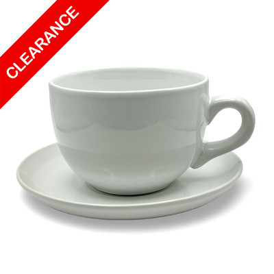 NEW XL 24oz White Ceramic Mug with 7.75  Saucer Plate Extra Large Coffee Tea Cup