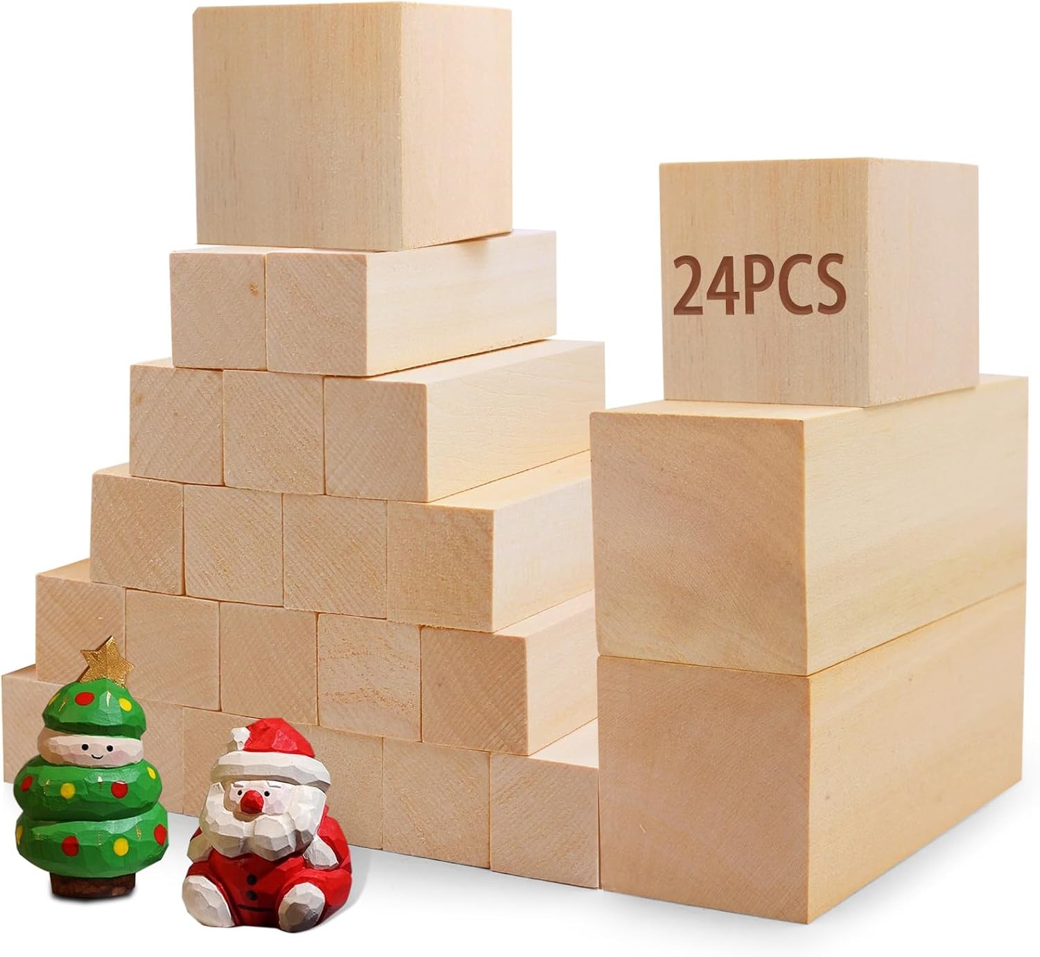 Basswood Carving Blocks for Crafts,Cymuber 24 PCS Whittling Wooden Blockss Kit