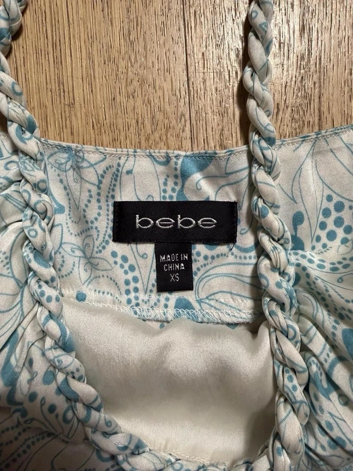 Vintage BEBE 100% Silk Floral Braided Strap Camisole Top XS Y2K Fairycore - Image 4 of 4