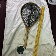 Vintage 21-inch Wooden Hand-Made Flyfishing Net Great Condition Used As Decor