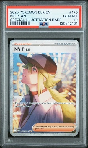 2025 POKEMON BLK EN-BLACK BOLT SPECIAL ILLUSTRATION RARE #170 N'S PLAN PSA 10