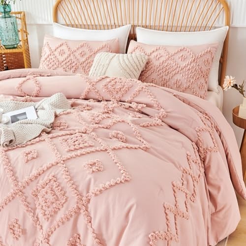 Set di piumoni trapuntati blush, 3 pezzi Western Boho set di biancheria da letto con ricamo, morbido - Foto 5 di 7