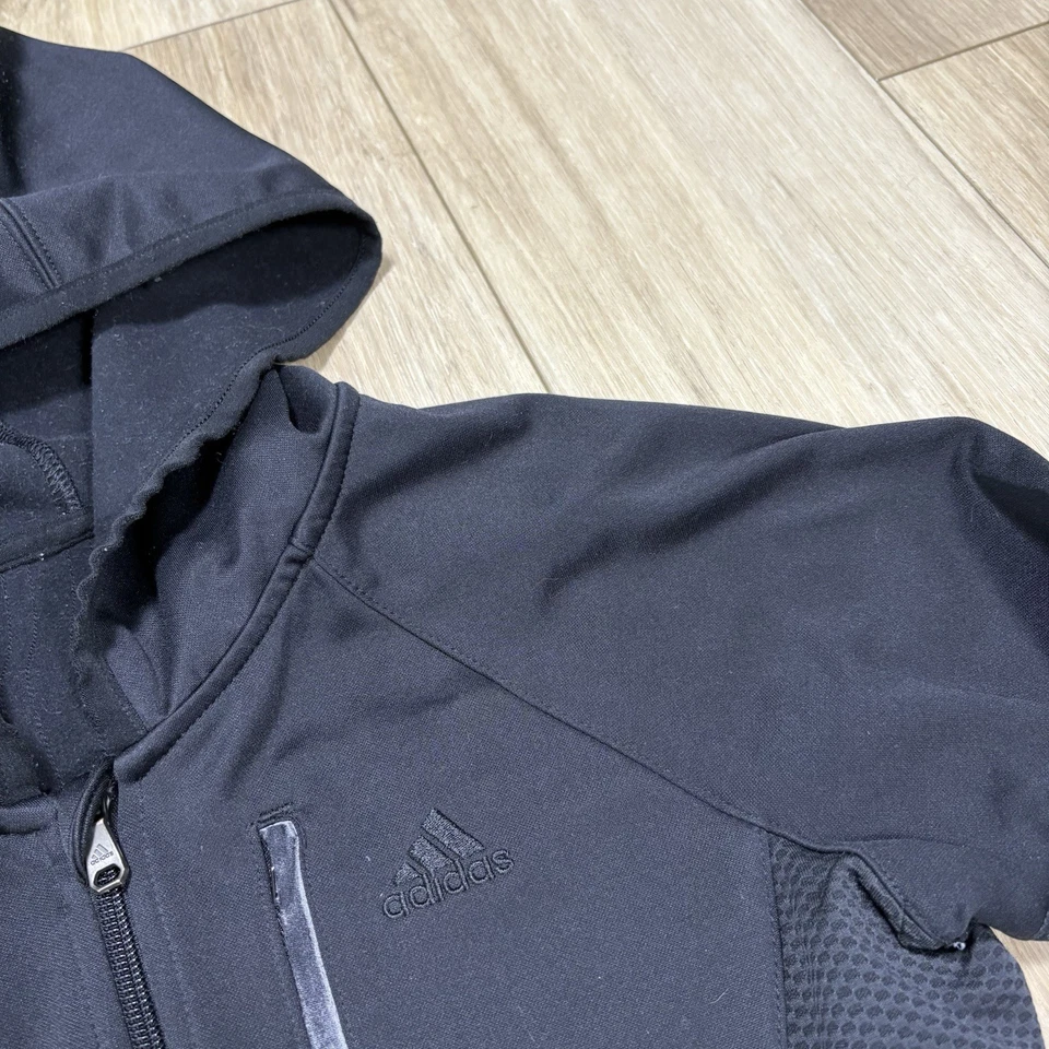 Adidas Mujer Chaqueta Negra Sudadera con Capucha Talla Pequeña Cremallera Completa Correr Caminar Entrenamiento Foto 2 de 4