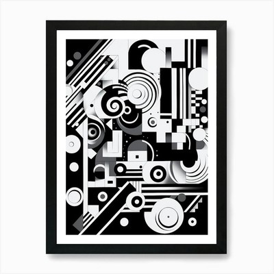 Illusion Abstrakt Schwarz Weiß 5 Gerahmte Wandbilder Poster Leinwanddruck Bild