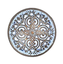 12 Pieces Flowery Engraving Copper Blue Openwork Metal, Shank Buttons 18mm Set