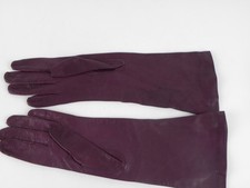 Vintage Genuine Leather Gloves 12" Purple or Eggplant Marked- 6/2 