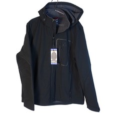 GERRY Hooded Softshell Jacket Men Large Black Water Resistant Full Zip Outdoor