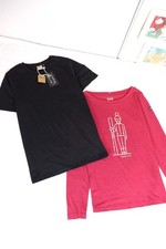 Set of 2 bundle Women's Skianto merino wool long sleeve pink T-Shirt Black under