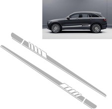 2 Pcs Car Body Side Stripe Stickers Universal Waterproof Racing Color White